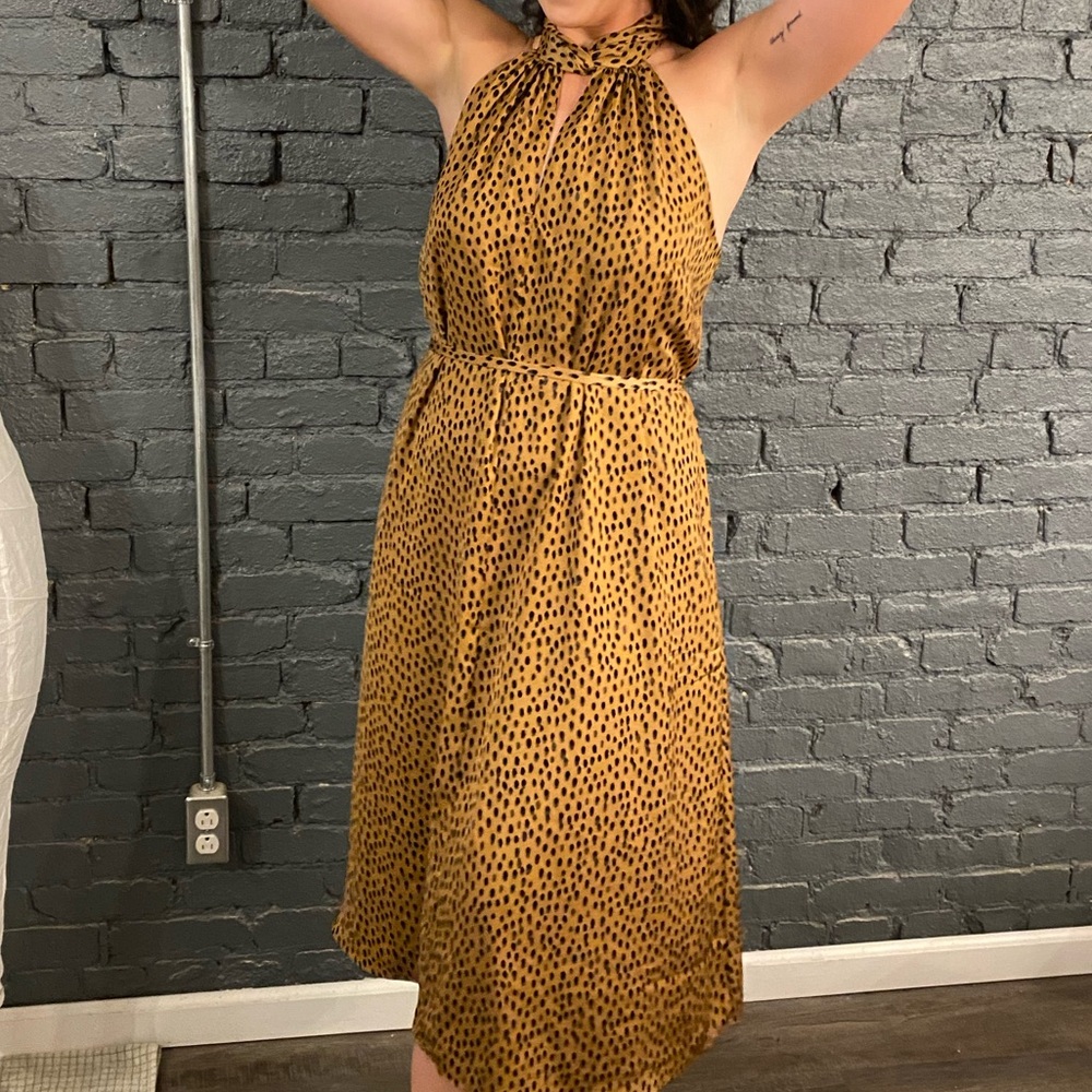 Midi brown dress with black spots. Size 10. Great condition.